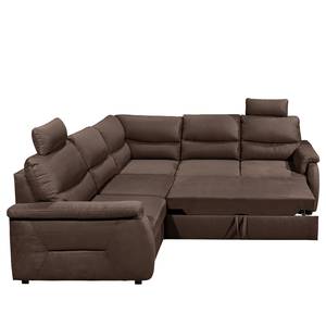 Ecksofa Gladwin Microfaser - Microfaser Zari: Espresso - Schlaffunktion davorstehend rechts