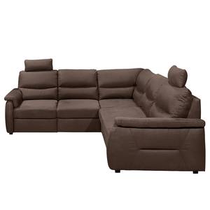 Ecksofa Gladwin Microfaser - Microfaser Zari: Espresso - Schlaffunktion davorstehend rechts