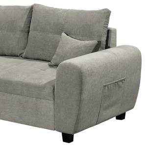 Ecksofa Holton Microfaser - Microfaser Ranu: Schlamm - Longchair davorstehend links - Mit Hocker