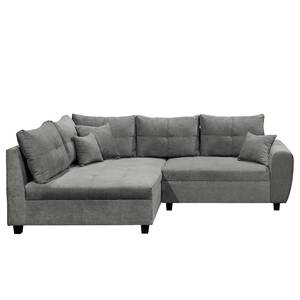 Ecksofa Holton Microfaser - Microfaser Ranu: Dunkelgrau - Longchair davorstehend links - Mit Hocker