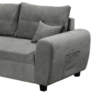 Ecksofa Holton Microfaser - Microfaser Ranu: Dunkelgrau - Longchair davorstehend links - Mit Hocker