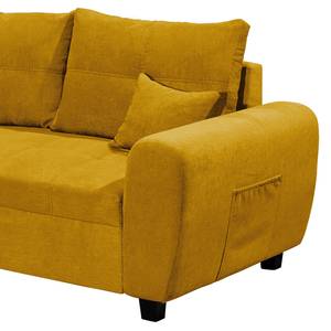 Ecksofa Holton Microfaser - Microfaser Ranu: Senfgelb - Longchair davorstehend links - Mit Hocker