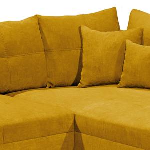 Canapé d’angle Holton Microfibre - Microfibre Ranu: Jaune moutarde - Méridienne courte à droite (vue de face) - Avec repose-pieds