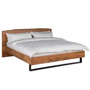 Houten bed met boomrand KAPRA massief acaciahout/ijzer - bruin acaciahout/zwart - 180 x 200cm