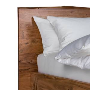 Houten bed met boomrand KAPRA massief acaciahout/ijzer - bruin acaciahout/zwart - 180 x 200cm