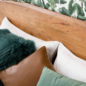 Houten bed met boomrand KAPRA massief acaciahout/ijzer - bruin acaciahout/zwart - 180 x 200cm