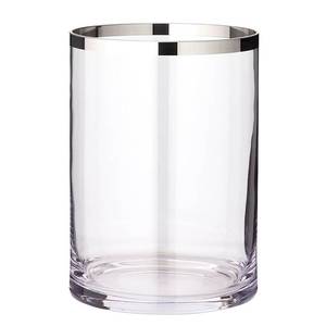 Windlicht Molly Kristallglas mit Platinrand - Silber - Höhe: 25 cm