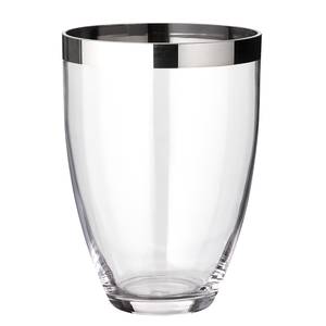 Vase Charlotte Verre cristallin avec bord aspect platine - Argenté - Hauteur : 24 cm