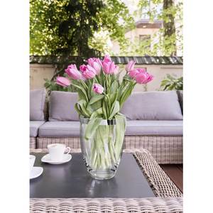 Vase Charlotte Verre cristallin avec bord aspect platine - Argenté - Hauteur : 24 cm