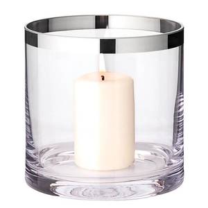 Windlicht Molly Kristallglas mit Platinrand - Silber - Höhe: 15 cm