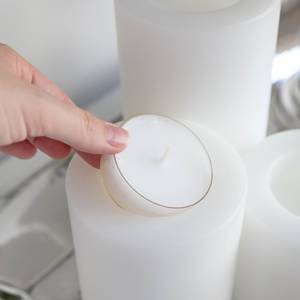 Teelichthalter Cornelius Kunststoff - Weiß - Höhe: 9 cm - Durchmesser: 8 cm