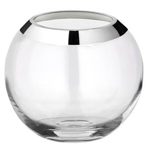Kugelvase Mirinde Kristallglas mit Platinrand - Silber