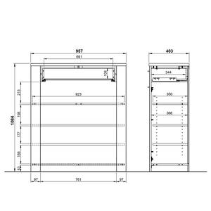 Garderobeset Castera III (5-delig) Navarra eikenhouten look/zilverkleurig