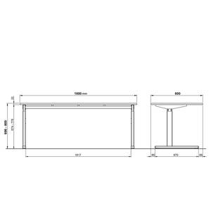 Schreibtisch GW-Profi 2.0 Lichtgrau - Breite: 180 cm