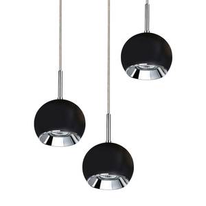 LED-hanglamp Ball Wood X staal/massief eikenhout - 3 lichtbronnen