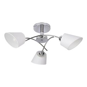 Plafondlamp Mette Gemengde stoffen / staal - Wit/chroomkleurig - Aantal lichtbronnen: 3