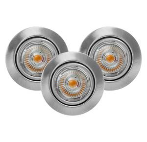 Inbouwlamp Ledsdream III (set van 3) staal - 3 lichtbronnen