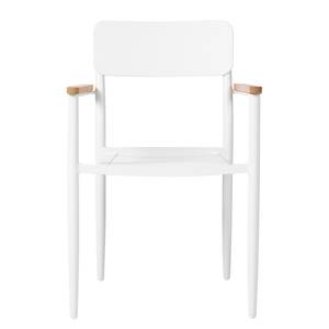 Chaises de jardin Armoy (lot de 2) Aluminium / Eucalyptus massif - Blanc / Gris