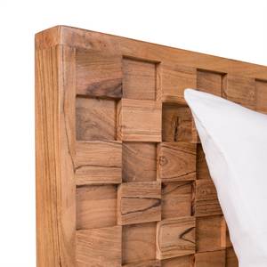 Massief houten bed BOGA massief acaciahout/ijzer - acaciahout/goudkleurig