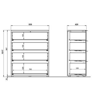 Kommode Oakland mit 4 Schubladen Glas - Weiß