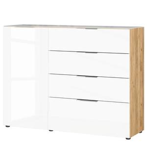 Dressoir Oakland I glas - Wit/Navarra eikenhoutkleurig