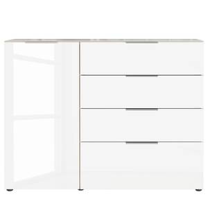 Dressoir Oakland I glas - Wit/Navarra eikenhoutkleurig