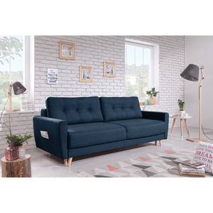 3-Sitzer Sofa SOLA Webstoff Luba: Jeansblau - Mit Schlaffunktion