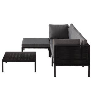 Loungeset Koozy (2-delig) staal/polyester - grijs/zwart