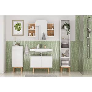 Armoire toilette LINDHOLM porte couliss. Blanc / Chêne - Blanc