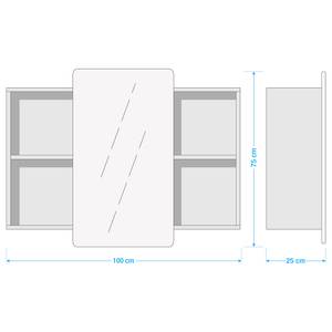 Armoire toilette LINDHOLM porte couliss. Blanc / Chêne - Blanc