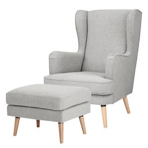 Oorfauteuil Limeri vilt - Vilt Blix: Lichtgrijs - Met hocker