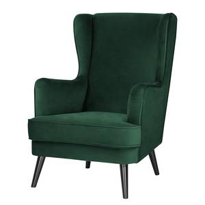 Fauteuil bergère Limeri II Velours - Velours Criada: Vert foncé - Avec repose-pieds