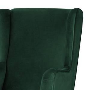 Fauteuil bergère Limeri II Velours - Velours Criada: Vert foncé - Avec repose-pieds