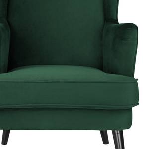 Fauteuil bergère Limeri II Velours - Velours Criada: Vert foncé - Avec repose-pieds