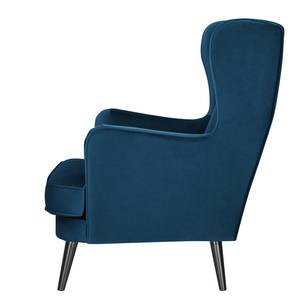 Fauteuil bergère Limeri II Velours - Velours Criada: Bleu marine - Avec repose-pieds