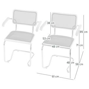 Armlehnenstuhl HOLM 2er-Set  Mesh Chrom glänzend