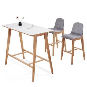 Table haute Kerava Panneau HPL / Frêne massif - Blanc / Frêne