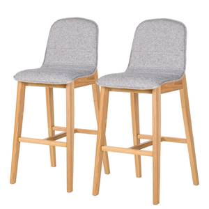 Chaises de bar Burghead (lot de 2) Tissu / Frêne massif - Gris / Frêne