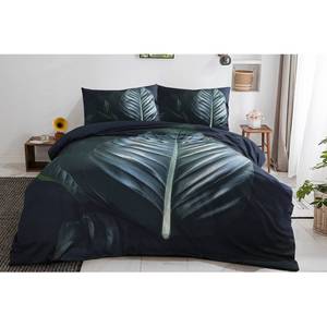 Parure de lit Tropical Coton - Noir / Vert - 155 x 220 cm + oreiller 80 x 80 cm