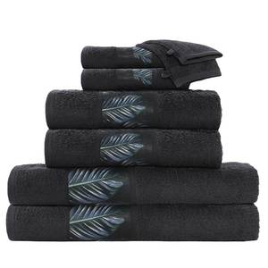 Handdoek Tropical katoen - groen/zwart