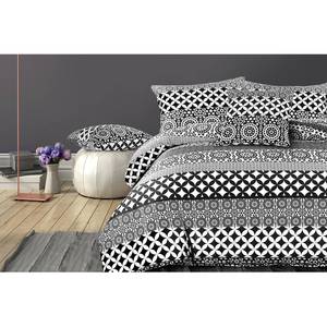 Parure de lit Stereo Coton - Noir / Blanc - 135 x 200 cm + oreiller 80 x 80 cm