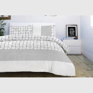 Parure de lit Kennedy Coton - Blanc / Noir - 240 x 240 cm + 2 oreillers 70 x 60 cm