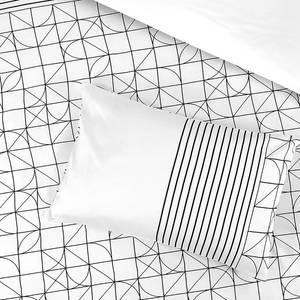 Parure de lit Kennedy Coton - Blanc / Noir - 135 x 200 cm + oreiller 80 x 80 cm