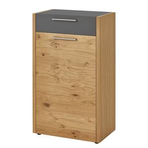 Kast Levio fineer van echt hout - eikenhout - Grijs - Breedte: 61 cm - Scharnieren links