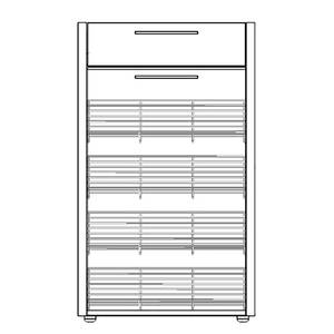 Schoenenkast Levio II fineer van echt hout - eikenhout - Grijs - Breedte: 61 cm - Scharnieren rechts