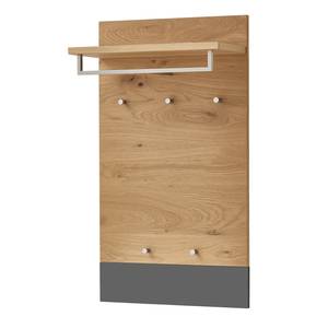 Porte-manteau mural Levio I Placage en bois véritable - Chêne - Gris - Largeur : 60 cm