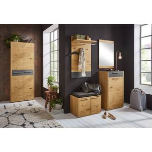 Porte-manteau mural Levio I Placage en bois véritable - Chêne - Gris - Largeur : 60 cm