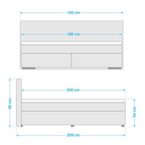 Lit boxspring Wellton Gris foncé - 180 x 200cm