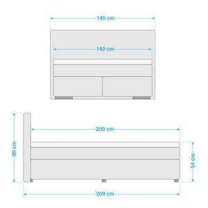 Boxspringbett Wellton Grau - 140 x 200cm