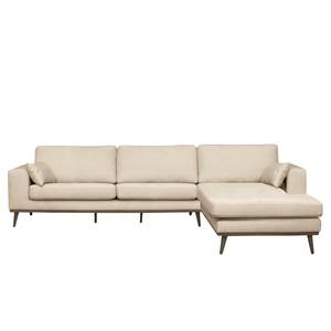 Ecksofa BOVLUND mit Longchair Strukturstoff Talta: Creme - Longchair davorstehend rechts